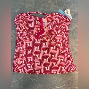 Antonio Melani Pink & White Geometric Tankini Swim Top | Size L